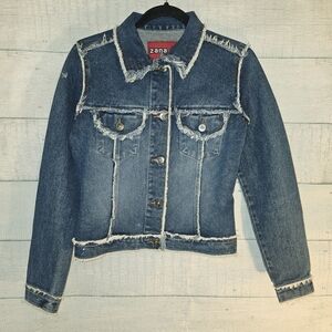 Zana Di Vintage Y2K Denim Paint Splatter Jacket Size Small